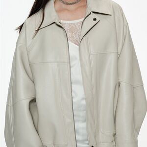 Elan Oakley Bomber Women's white Faux Leather Jacket